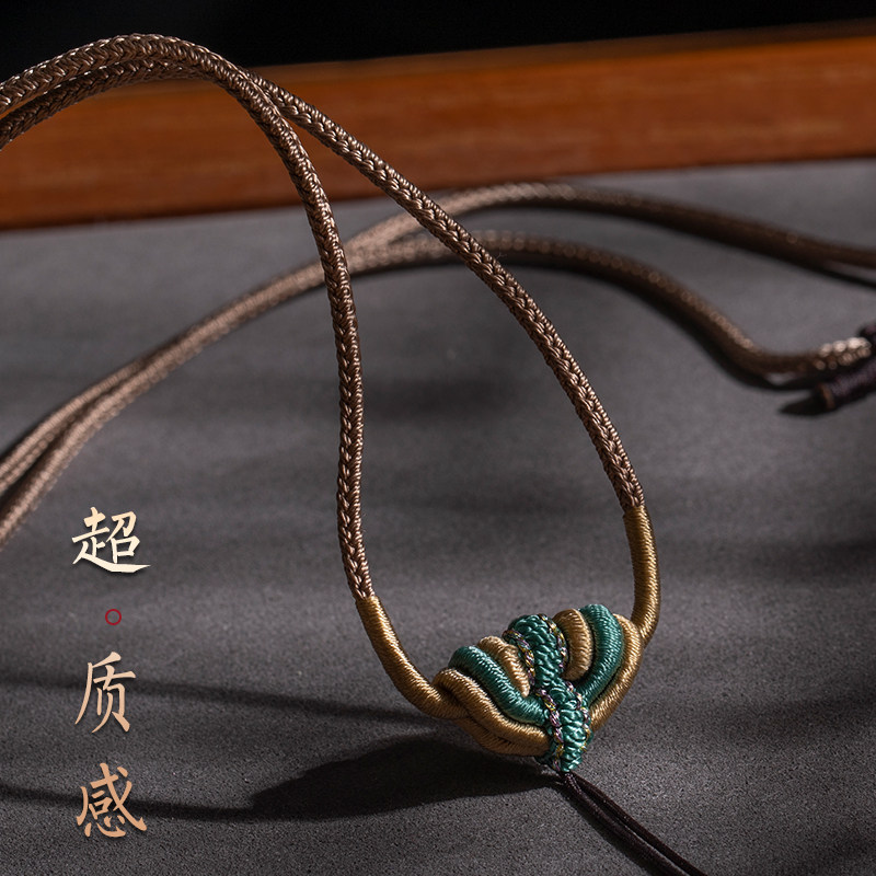 高档翡翠吊坠挂绳平安扣编绳黄金项链绳高档玉石玉坠手工绳子男女