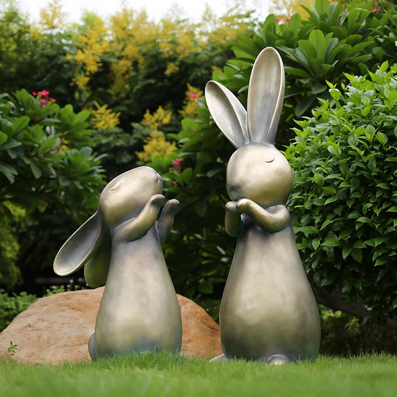 卡通兔子a玻璃钢雕塑模型小区门口户外幼儿园小品草坪动物装饰摆