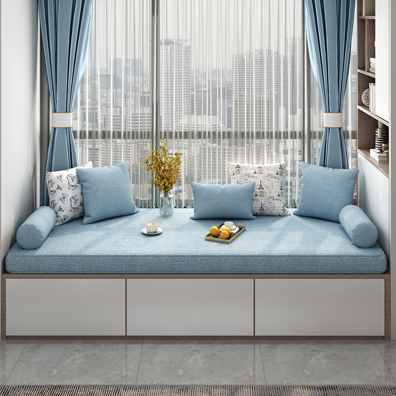定制飘窗垫子窗台垫高密度海绵榻榻米阳台O垫网红垫子轻奢可拆洗