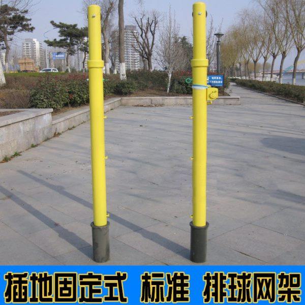 固定式羽毛球柱插地式排球网架地插式羽毛球架校园广场排球网柱