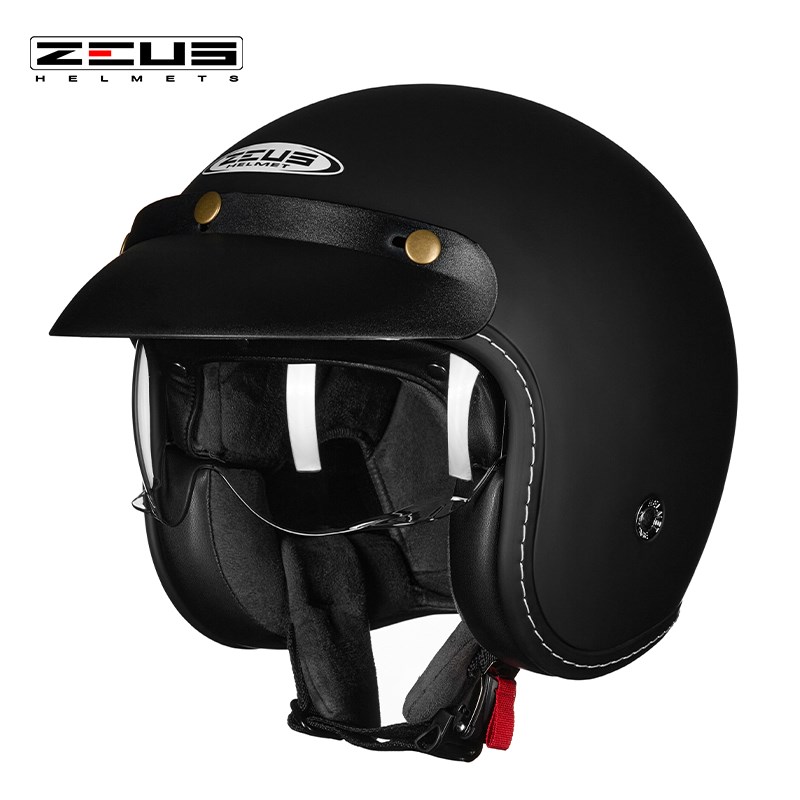 zeus瑞狮电车头盔复古哈雷男女电动机车四季半盔半覆式四季踏板