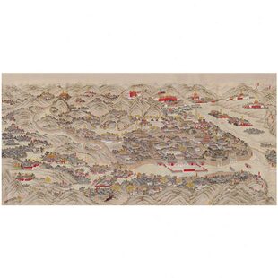 清 管念慈 承德避暑山庄热河行宫图 中式建筑人物装饰画绢布微喷