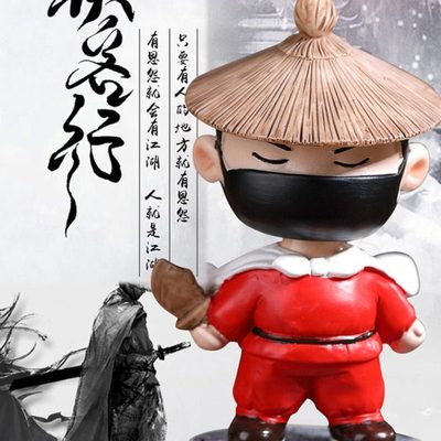 网红汽车摆件创意个性寒江孤影车上中控台摆件男车载车内装饰用品