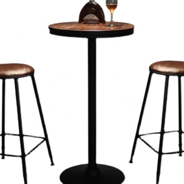 复古铁艺吧台椅酒吧吧椅高脚实木桌椅高脚凳吧台凳小圆桌圆形吧凳