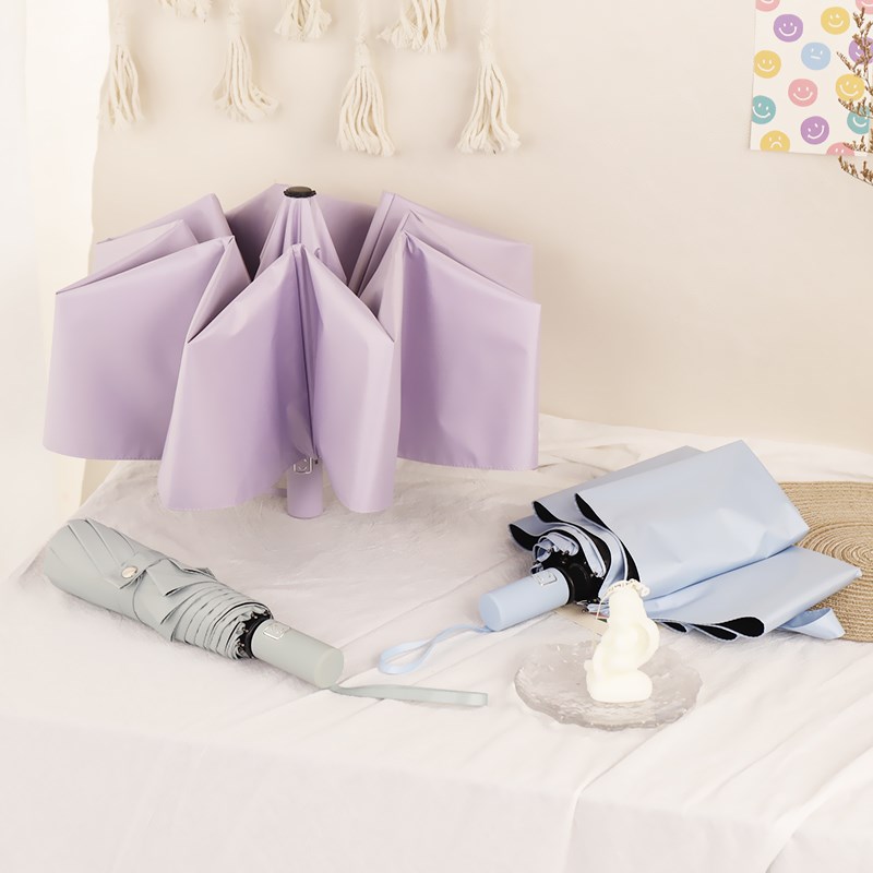 雨伞男女自动晴雨两用简约纯色遮阳伞防紫外线折叠太阳Y伞加固防