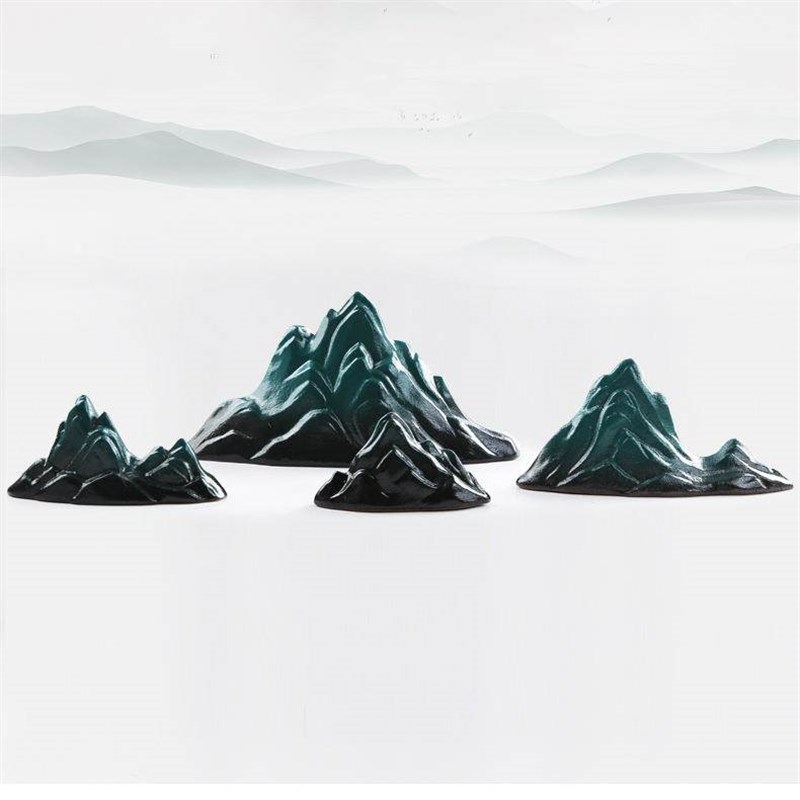 新中式陶瓷假山摆件禅p意笔架沙盘微景观枯山水盆景鱼缸造景装饰