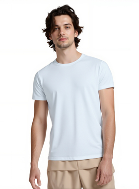 Lalamuly休闲风男士速干T恤短袖白色简约百搭宽松运动薄款上衣