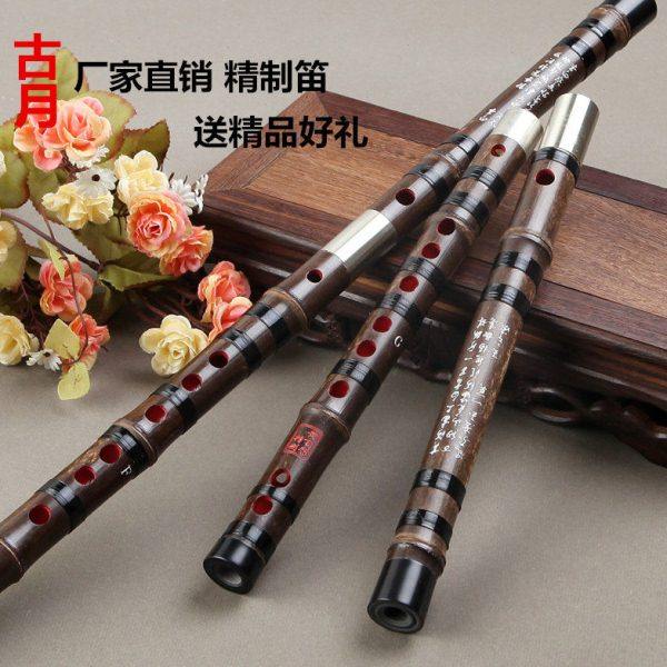 笛子紫竹笛一节和双节白铜精制竹笛专业笛子平均孔C调D调笛