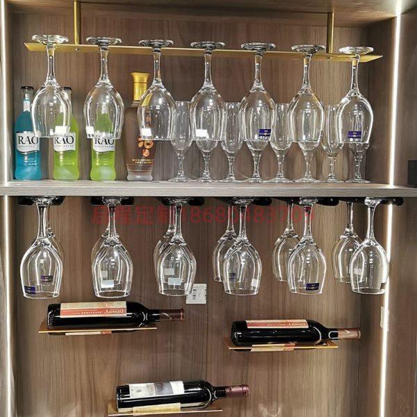 现代简约金色红酒架铝合金创意葡萄酒架酒柜壁挂酒杯架红酒置物架