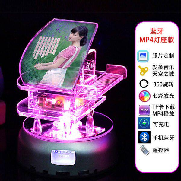 至情至爱圣诞节创意个性定制照片水晶钢琴音乐盒八音盒生日礼物送