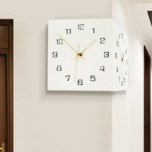 北欧转角双面挂钟客厅创意v简约现代拐角两面钟表家用时尚大气时
