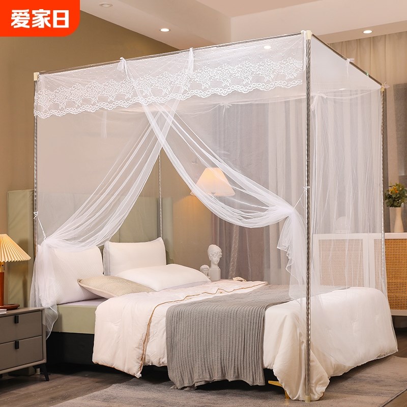 2023新款家用单开门蚊帐加厚老式单人床公N主风卧室蚊帐简易安装