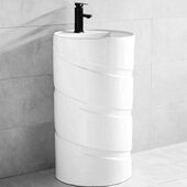 简约大号立柱盆卫生间立式 陶瓷洗手盆阳台水池 洗脸盘一体落地式