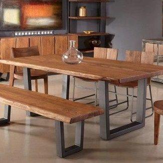 实木餐桌客厅饭桌铁艺长方形餐桌椅组合自然边会议办公桌椅客厅桌