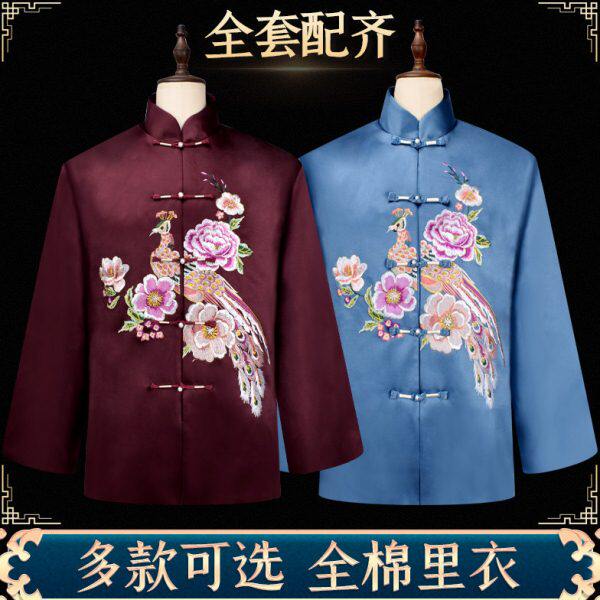 寿衣男女全套丧事殡葬用品刺绣纯棉唐装老衣七件套去世老人衣服