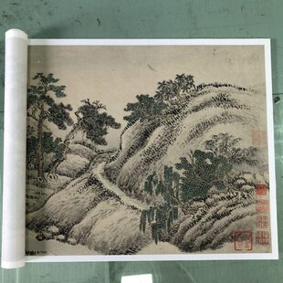 清 秋山暮霭 山水画长卷国画艺术微喷古代名画复制品装 饰画 王翚