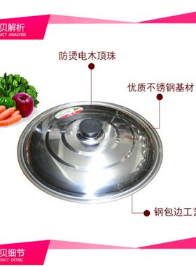 不锈钢锅盖平盖不锈钢锅盖铁锅盖子炒锅盖子平底锅小锅盖22-40cm