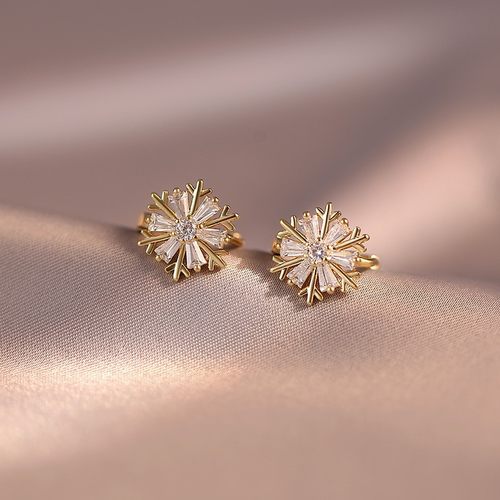 【下单立减50】 小香风雪花耳环奢华镶钻天然锆石太阳花耳钉_WF