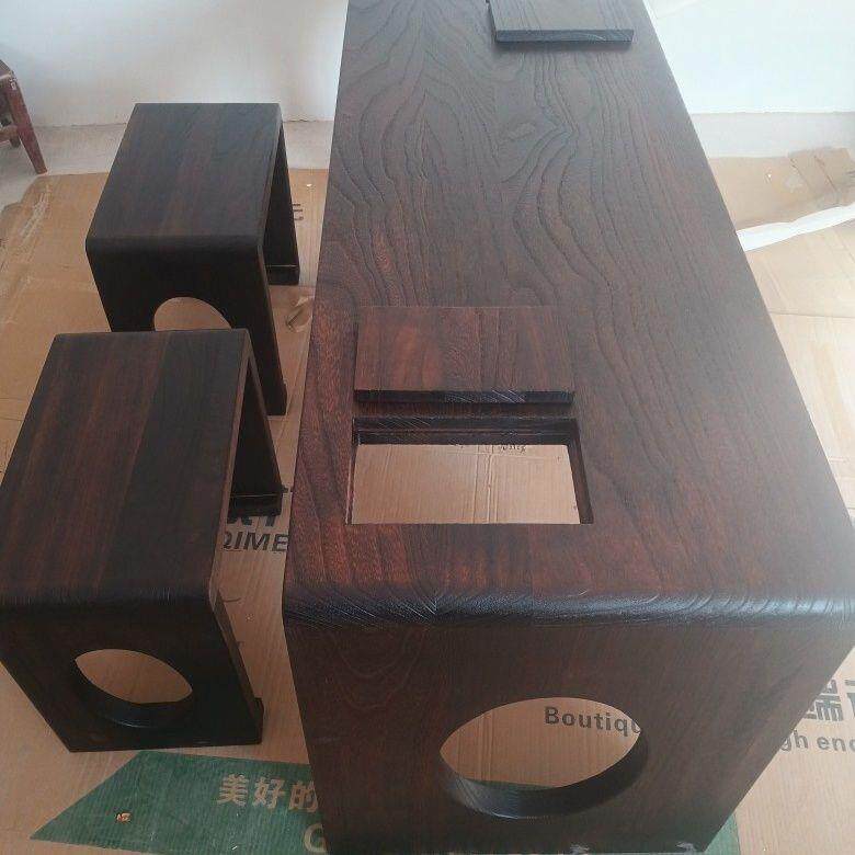 桐木一体古琴桌:138x50x67cm高;凳子:50x30x44cm高。板厚4cm。
