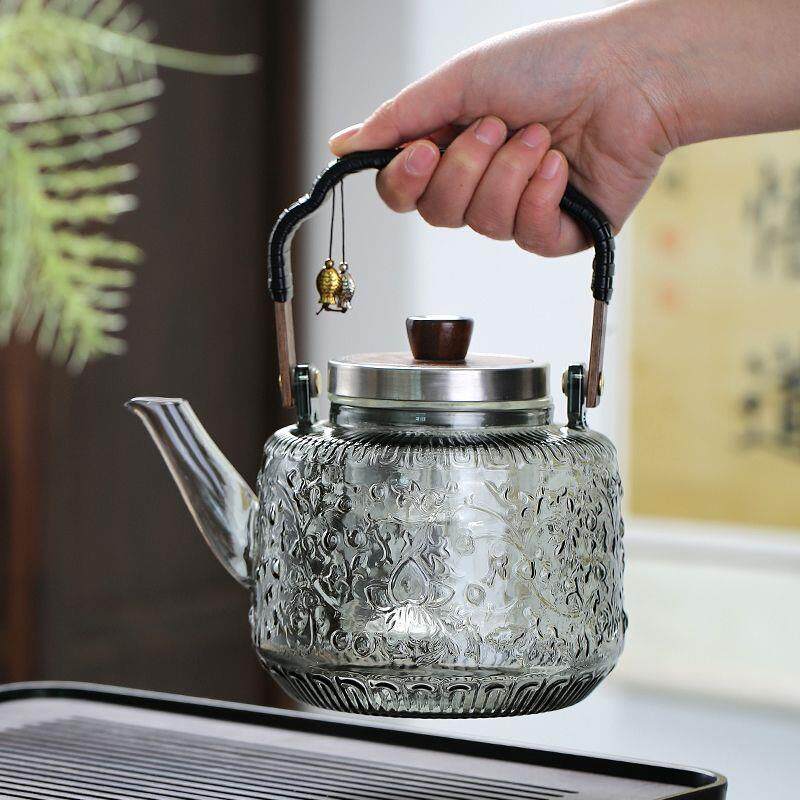大容量煮茶壶玻璃蒸煮茶壶耐高温烧水壶加厚高硼硅煮茶壶加厚家用