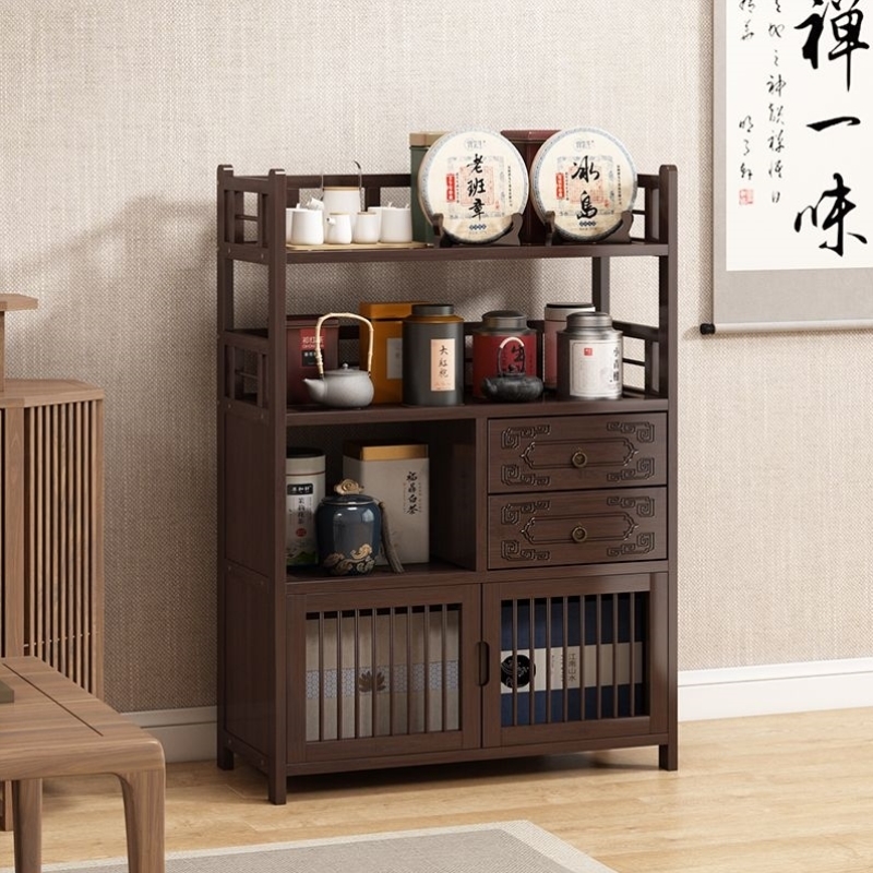 茶水柜办公室茶柜置物架家用落地收纳储物柜桌边柜茶叶茶具摆件架