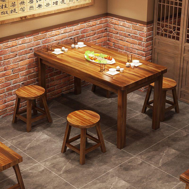 实木碳化桌饭店桌椅组合