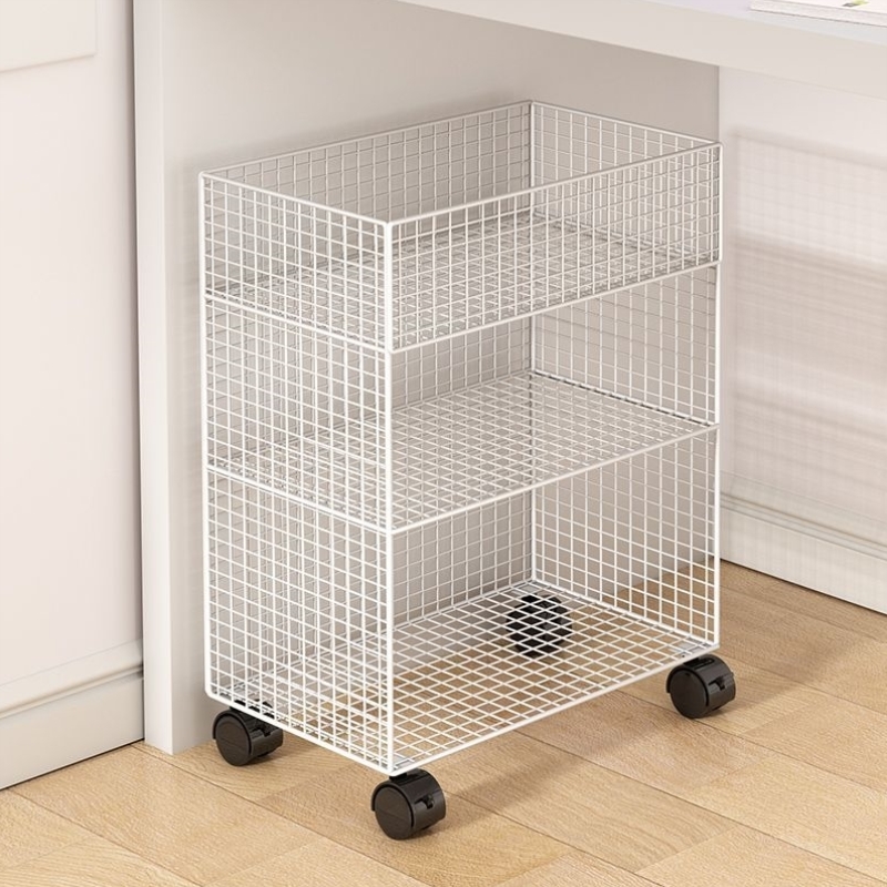 书架桌下置物架落地书本收纳箱书桌旁课桌边小推车书柜可移动带轮
