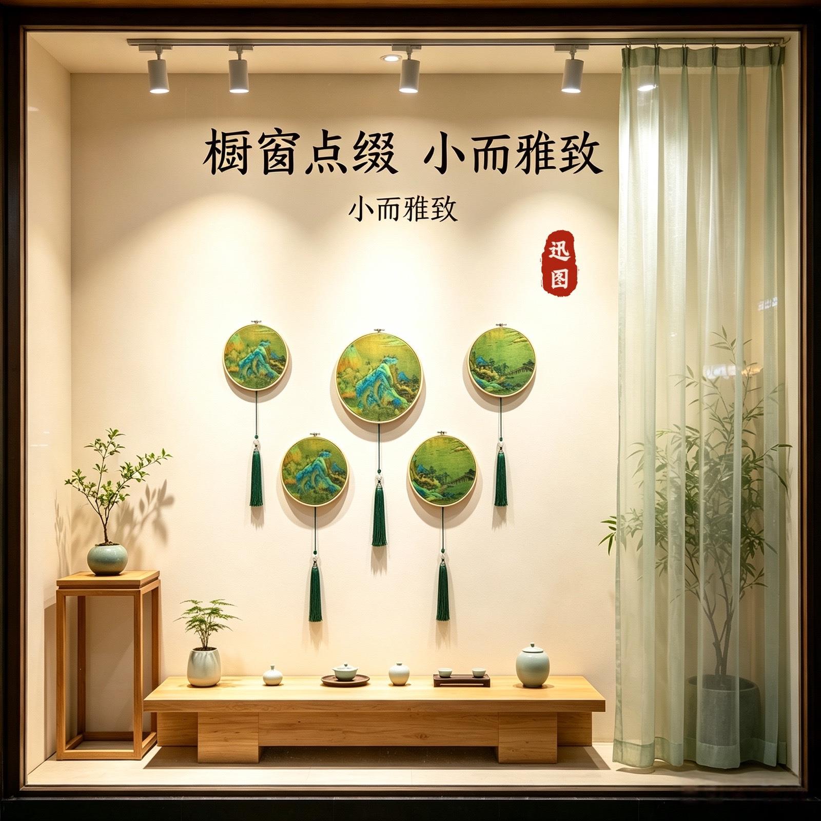 千里江山图挂饰服装店橱