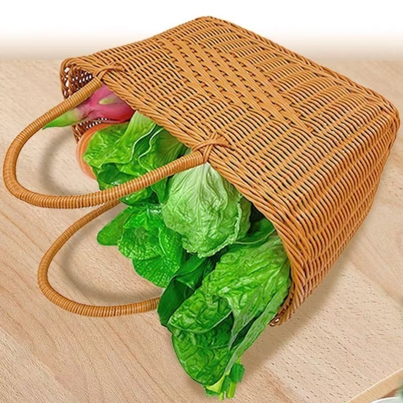 中国结菜篮超市购物篮野餐篮洗澡篮水果篮老式买菜篮子清洁手提篮