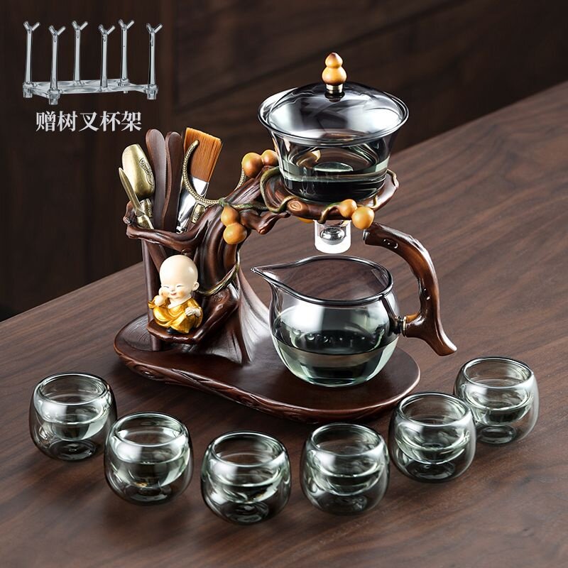 懒人泡茶器玻璃自动茶具磁吸出水家用办公室功夫套装送礼高档礼盒