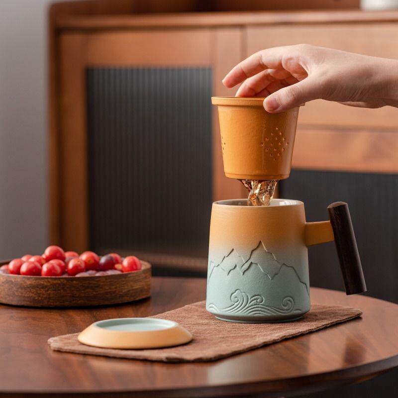 陶瓷泡茶杯茶水分离杯子