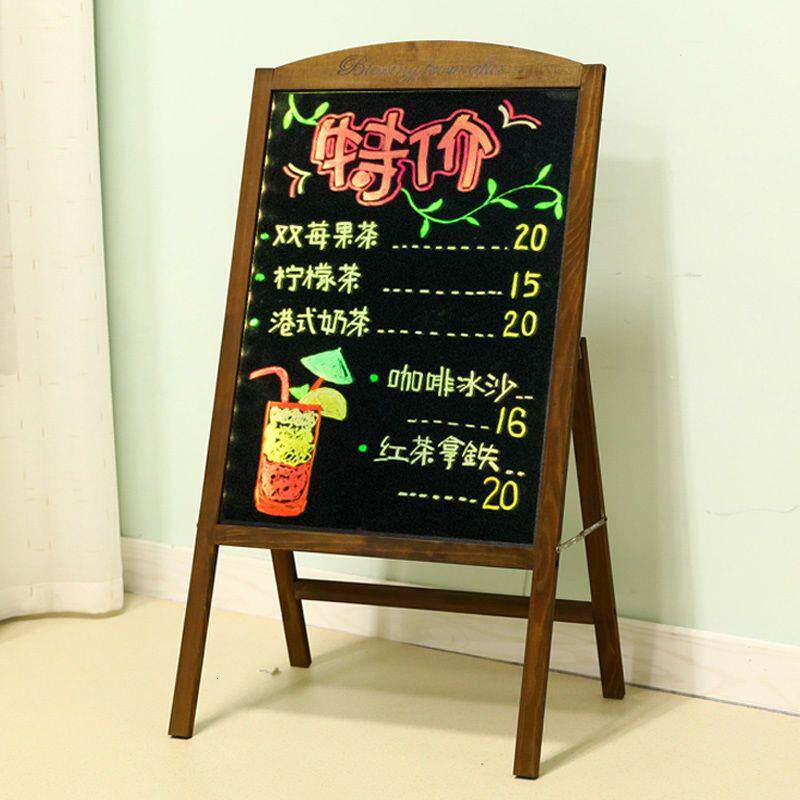 广告牌发光字led招牌荧光黑板支架式小黑板电子荧光板手写展示牌