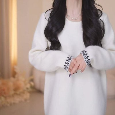 韩系慵懒风宽松中长款针织衫女2025秋冬新款气质时尚休闲百搭毛衣