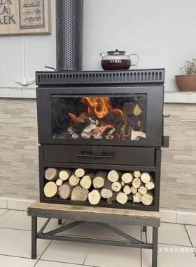 2025CDD新取款真火燃木炉木柴火家用取暖客厅柴农村民宿壁装饰暖