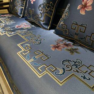 新中式沙发垫四通用防亭系列沙滑季实木笠布艺坐子现代中国风套罩