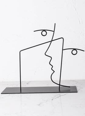 现厅代简约客黑色金属线条BPW摆件家居书样板间品柜创意抽象装饰