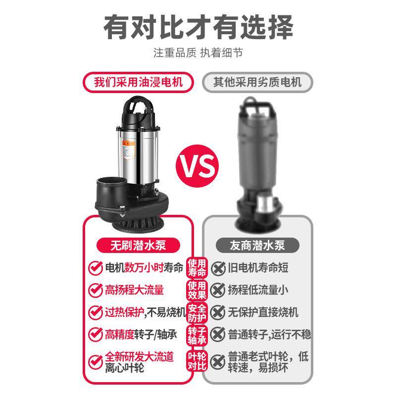 无刷直流潜水泵36V48V60V72V84V96V通用电瓶电动车浇花抽水机24V