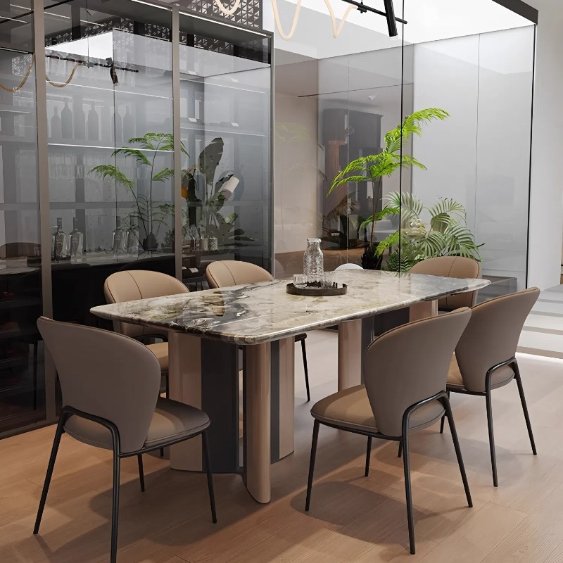 意式轻奢大理石餐桌n家用现代简约高级感奢石餐桌高级感餐厅吃饭