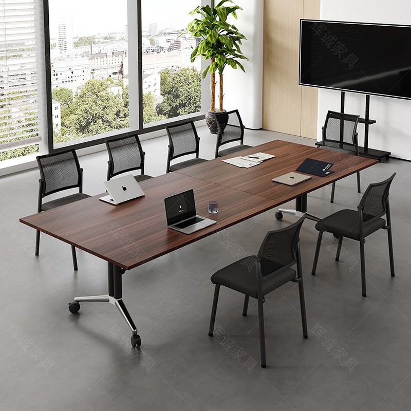 折叠会议桌长g条桌培训桌伸缩拼接办公桌子带轮子超大组合洽谈桌