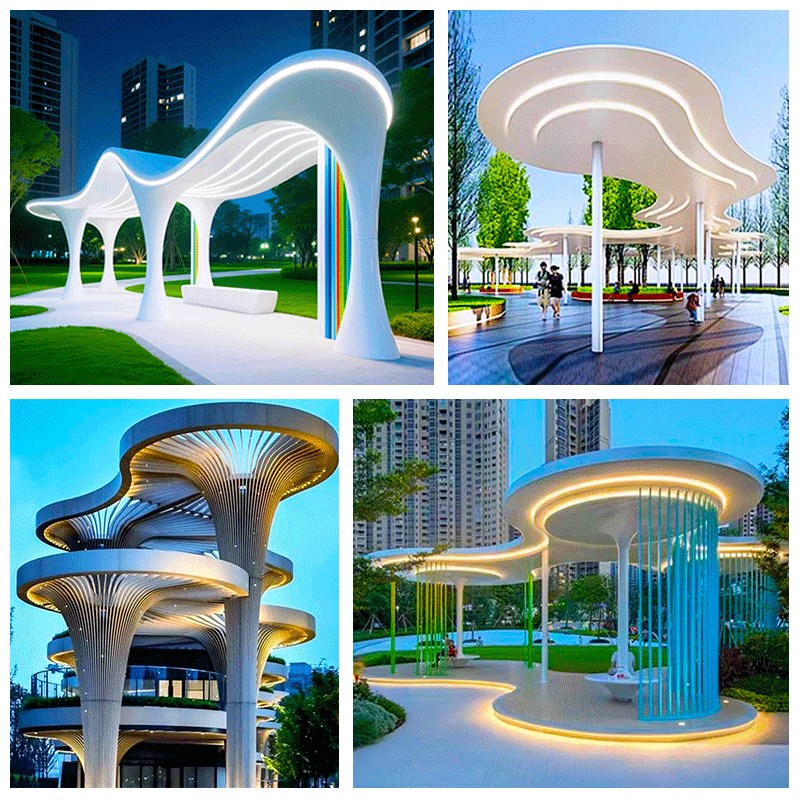 不锈钢廊架定制钢结构异形铁艺长廊户外广场小区R大型创意金属景