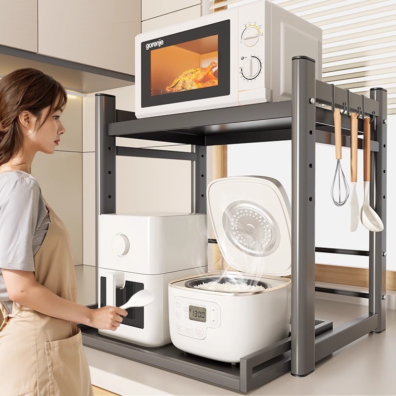 厨房微波炉架子置物架r台面专用多功能多层烤箱电饭煲一体收纳架