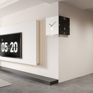 2024新款现代简约客厅挂钟家用转角双面时钟创意挂表餐厅静音钟表