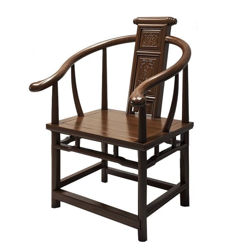 中式圈椅实木围椅太师椅子凳子三件套茶桌椅泡茶主人椅月牙官帽椅
