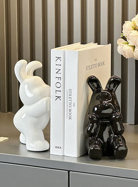 创意兔子书档电视柜书柜客厅假书高档轻奢客厅玄关酒柜装饰品摆件