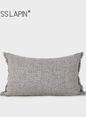 澜品现代简约灰色流苏腰枕轻奢客厅沙发样板间卧室靠枕背靠靠包套