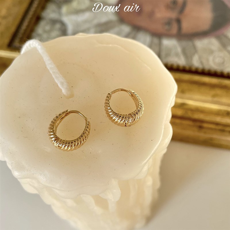 绝甜空气/牛角包复古金属耳圈金B色小耳钉冷淡风潮小巧高级感耳扣