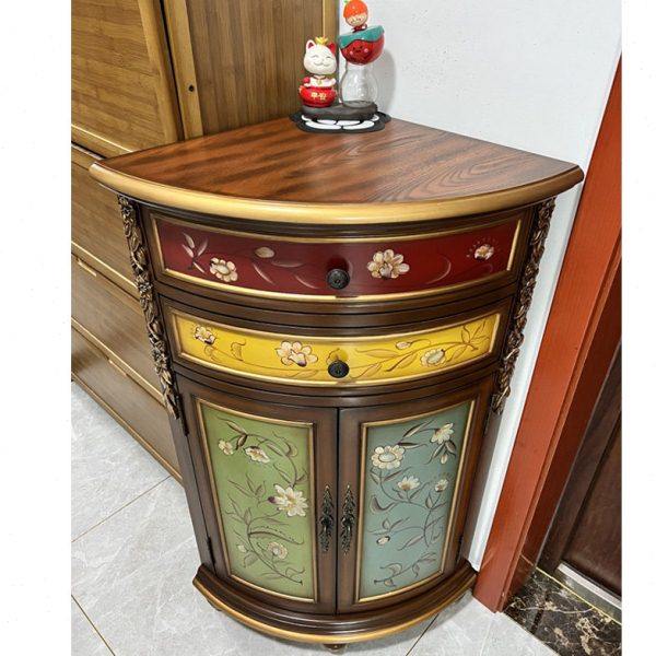 欧式实木角柜墙角柜三角形置物架客厅卧室边柜转角柜抽屉拐角柜