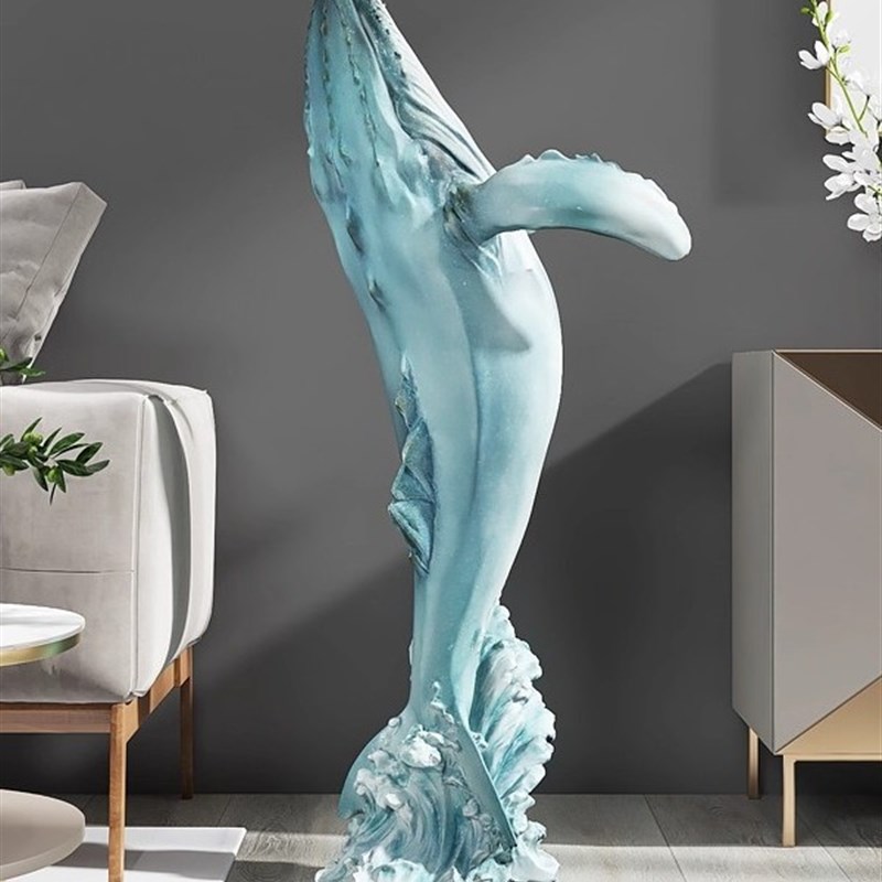 创意鲸鱼大型落地摆件客厅v玄关电视柜沙发旁边装饰品乔迁新居礼