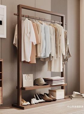 木衣架地卧室落地落实挂杆衣KJP架家用挂衣置物架衣服特厚挂衣衣