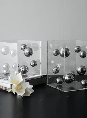 现房代简明068约方形透亚克力罩球摆件客厅样板楼售处装饰品桌面